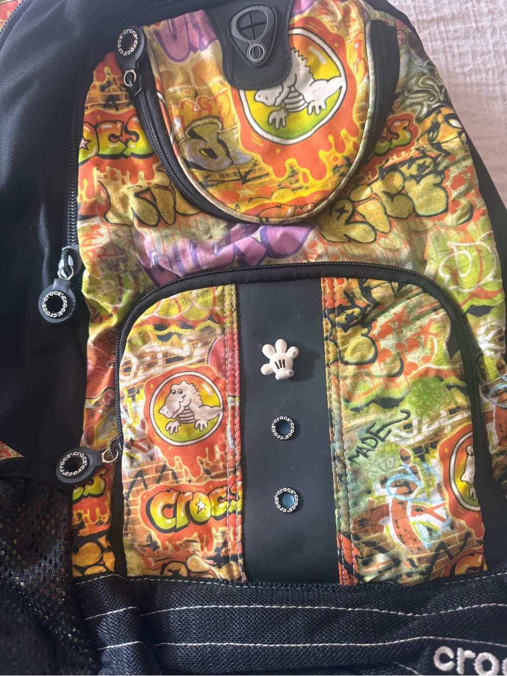 (2) CROCS Graffiti Backpack in Orange, Green, Yellow, Purple